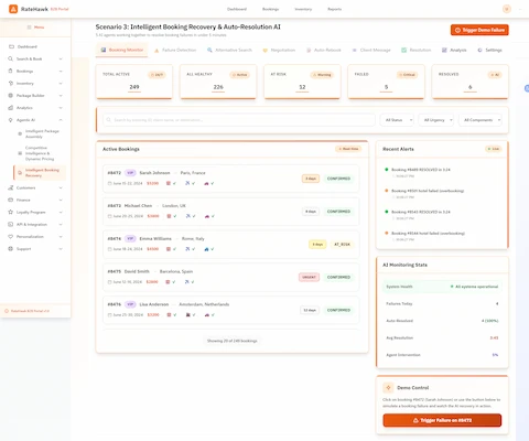 AI-Driven Booking Failure Detection & Automated Resolution System interface